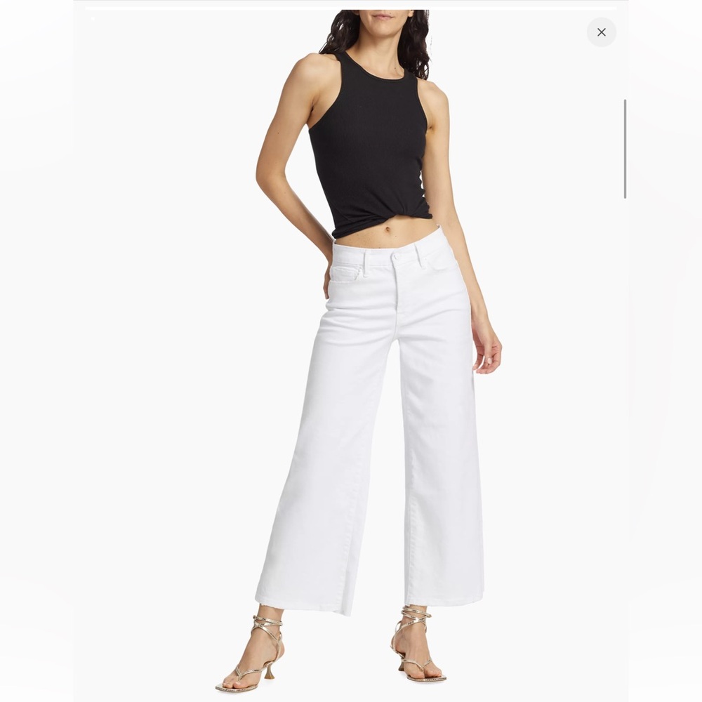 Good American Good Waist Palazzo Ankle Crop Jeans